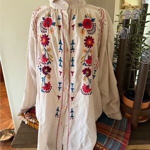 Johnny Was Floral Embroidered Blouse